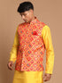 Men's Red Patola Print Nehru Jacket
